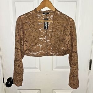 Long sleeves Bolero Lacey sheer cover.  See Description.